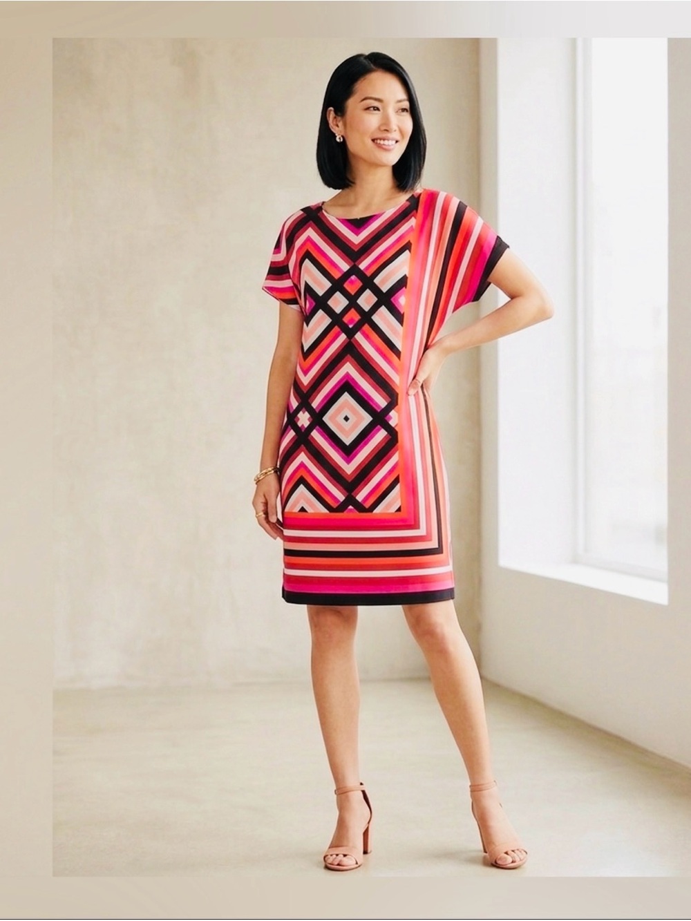 Studio One dress size L Casual stretchy straight colorful summer